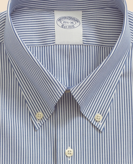 Big & Tall Stretch Supima® Cotton Non-Iron Pinpoint Oxford Button-Down Collar, Candy Stripe Dress Shirt, image 2