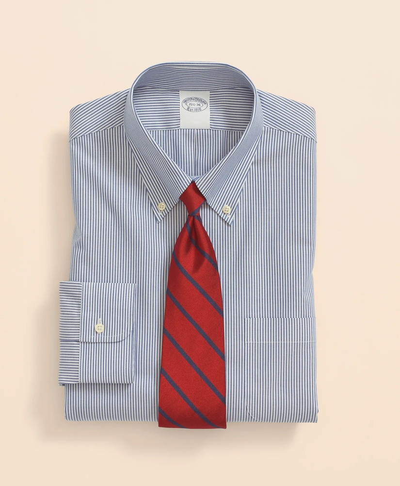Big & Tall Stretch Supima® Cotton Non-Iron Pinpoint Oxford Button-Down Collar, Candy Stripe Dress Shirt, image 3