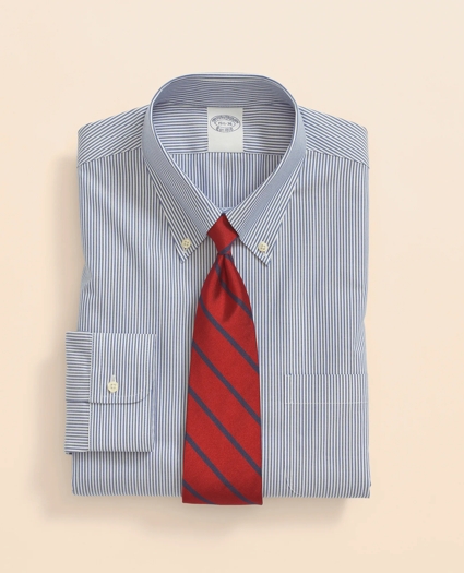 Big & Tall Stretch Supima® Cotton Non-Iron Pinpoint Oxford Button-Down Collar, Candy Stripe Dress Shirt, image 3