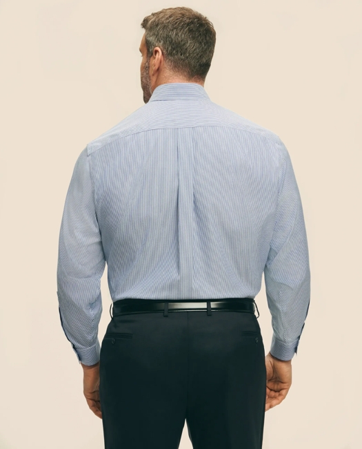 Big & Tall Stretch Supima® Cotton Non-Iron Pinpoint Oxford Button-Down Collar, Candy Stripe Dress Shirt