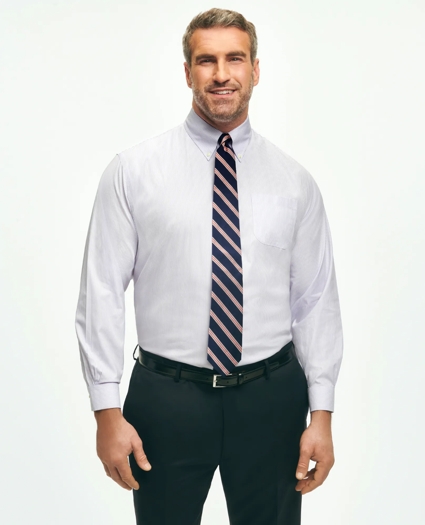 Big & Tall Stretch Supima® Cotton Non-Iron Pinpoint Oxford Button-Down Collar, Candy Stripe Dress Shirt, image 1