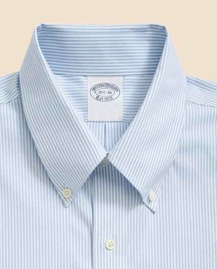 Big & Tall Stretch Supima® Cotton Non-Iron Pinpoint Oxford Button-Down Collar, Candy Stripe Dress Shirt, image 2