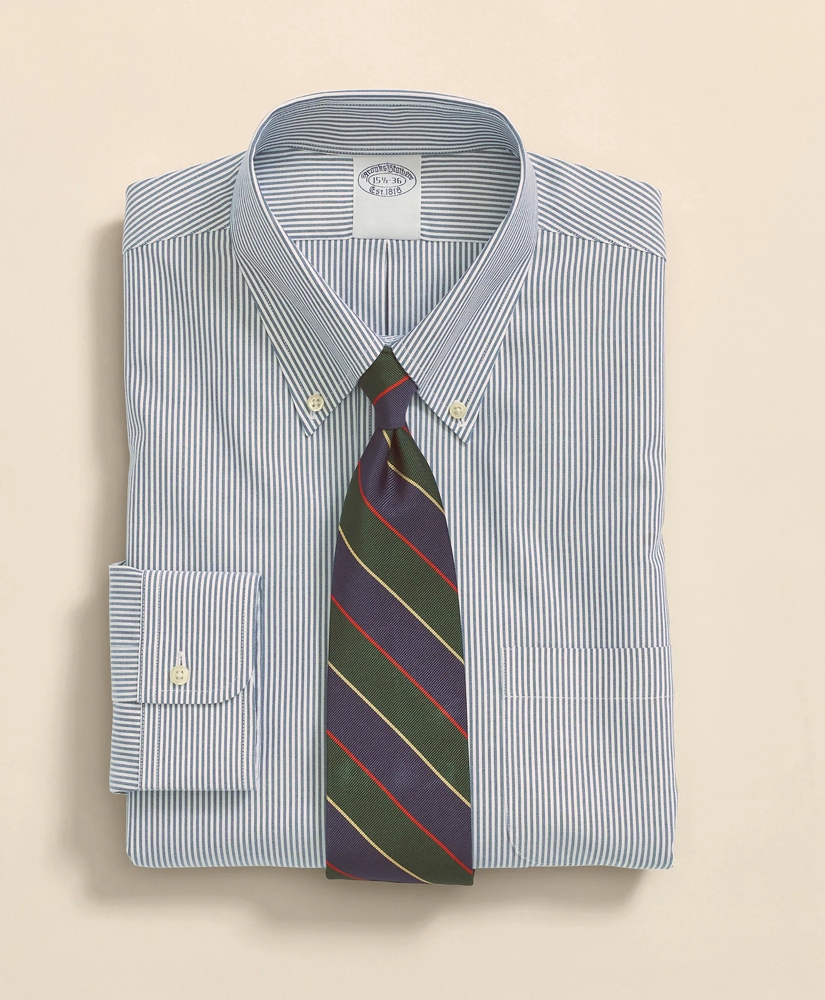 Big & Tall Stretch Supima® Cotton Non-Iron Pinpoint Oxford Button-Down Collar, Candy Stripe Dress Shirt, image 3