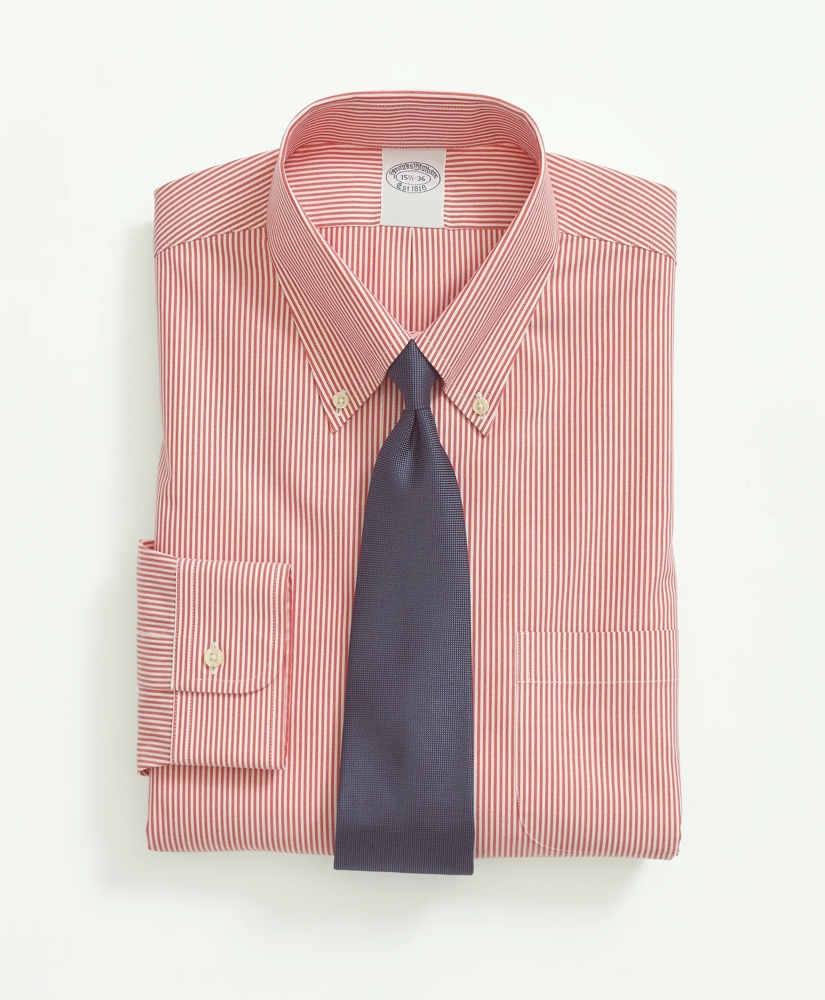 Big & Tall Stretch Supima® Cotton Non-Iron Pinpoint Oxford Button-Down Collar, Candy Stripe Dress Shirt, image 1