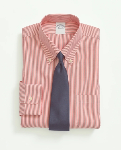Big & Tall Stretch Supima® Cotton Non-Iron Pinpoint Oxford Button-Down Collar, Candy Stripe Dress Shirt, image 1
