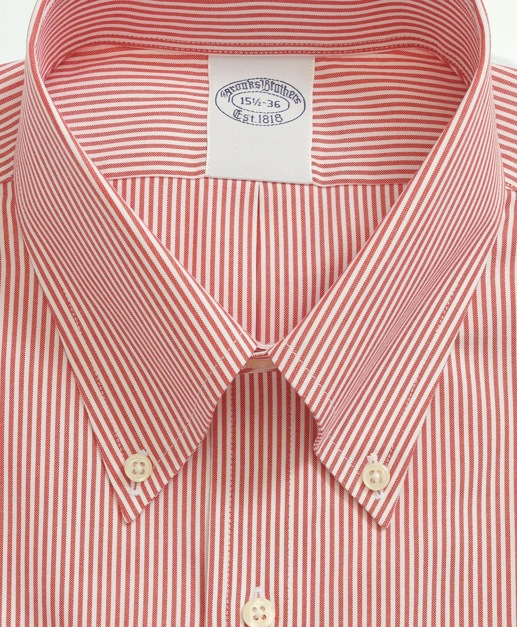 Big & Tall Stretch Supima Cotton Non-Iron Pinpoint Oxford Button-Down Collar, Candy Stripe Dress Shirt