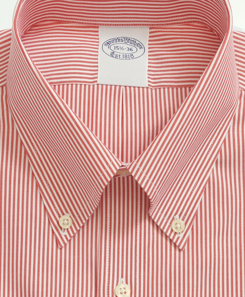 Big & Tall Stretch Supima® Cotton Non-Iron Pinpoint Oxford Button-Down Collar, Candy Stripe Dress Shirt, image 2