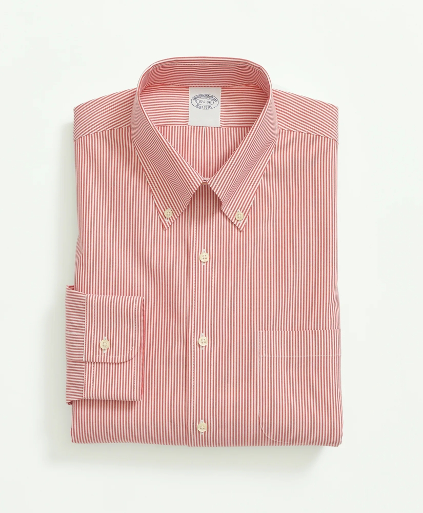 Big & Tall Stretch Supima® Cotton Non-Iron Pinpoint Oxford Button-Down Collar, Candy Stripe Dress Shirt, image 3