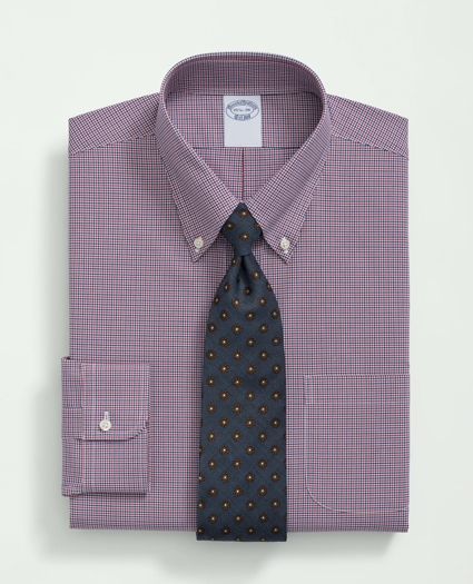 Big & Tall Stretch Supima® Cotton Non-Iron Poplin Polo Button-Down Collar, Checked Dress Shirt, image 1