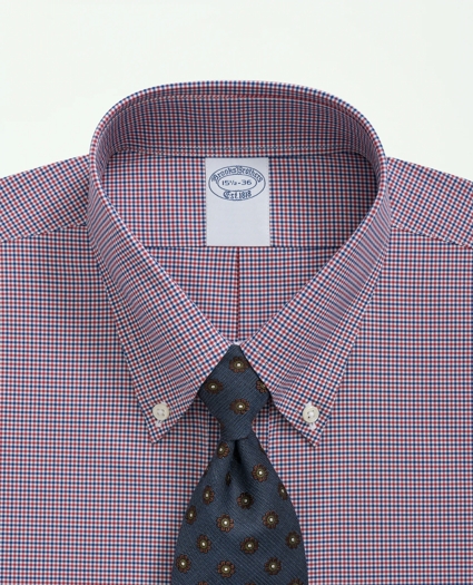 Big & Tall Stretch Supima® Cotton Non-Iron Poplin Polo Button-Down Collar, Checked Dress Shirt, image 2
