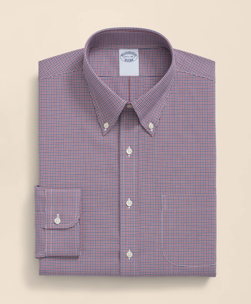 Big & Tall Stretch Supima&reg; Cotton Non-Iron Poplin Polo Button-Down Collar, Checked Dress Shirt, image 2