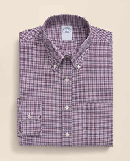 Big & Tall Stretch Supima&reg; Cotton Non-Iron Poplin Polo Button-Down Collar, Checked Dress Shirt, image 2