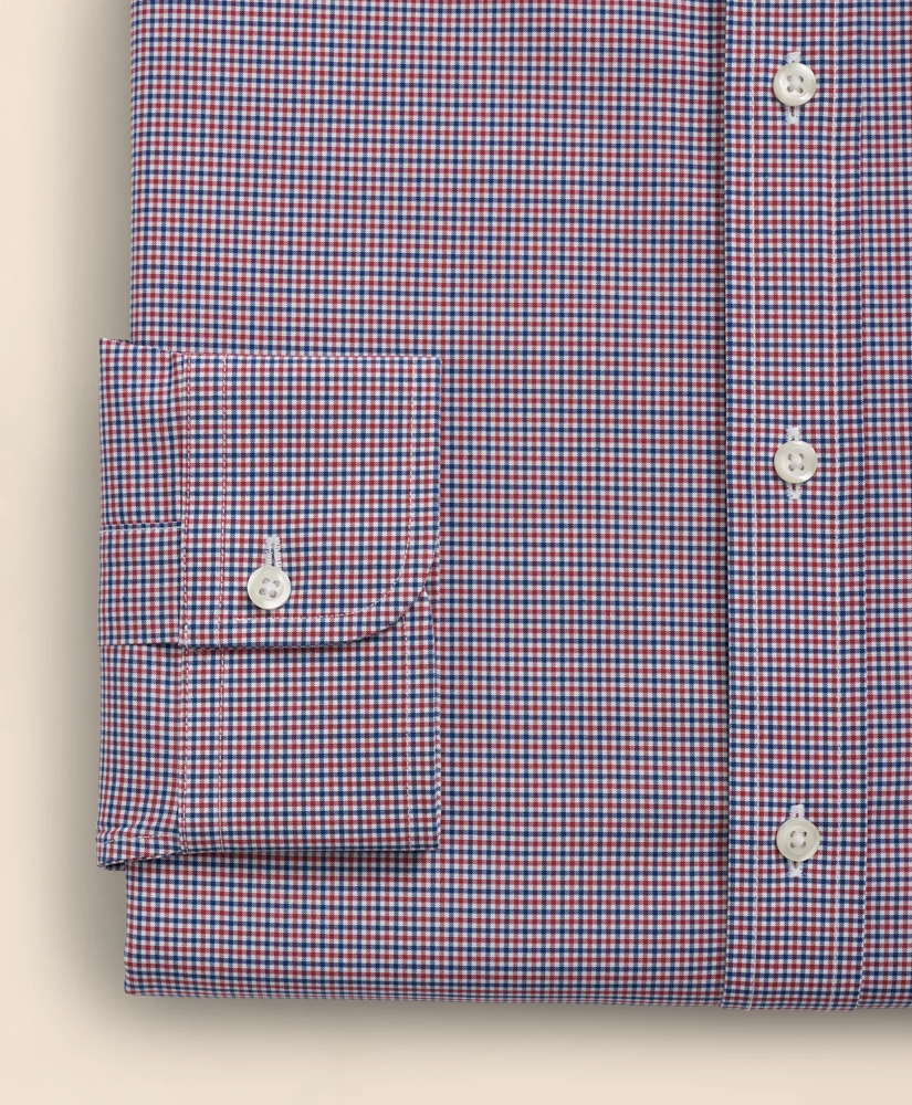 Big & Tall Stretch Supima&reg; Cotton Non-Iron Poplin Polo Button-Down Collar, Checked Dress Shirt, image 3
