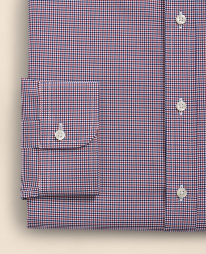 Big & Tall Stretch Supima&reg; Cotton Non-Iron Poplin Polo Button-Down Collar, Checked Dress Shirt, image 3