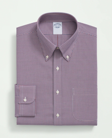 Big & Tall Stretch Supima® Cotton Non-Iron Poplin Polo Button-Down Collar, Checked Dress Shirt, image 4