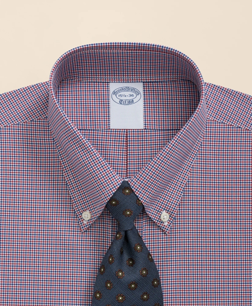 Big & Tall Stretch Supima&reg; Cotton Non-Iron Poplin Polo Button-Down Collar, Checked Dress Shirt, image 4