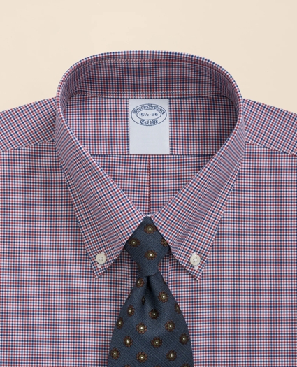 Big & Tall Stretch Supima&reg; Cotton Non-Iron Poplin Polo Button-Down Collar, Checked Dress Shirt, image 4