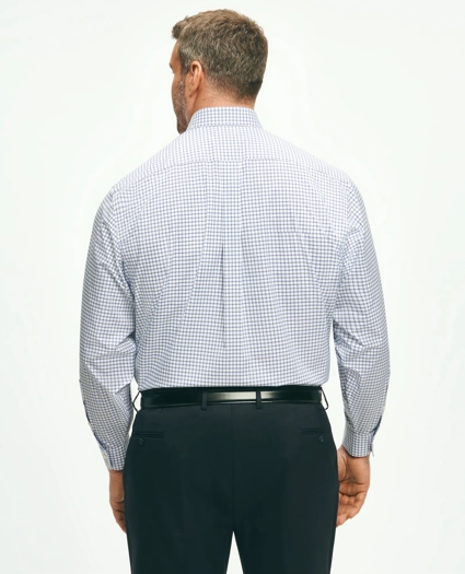 Stretch Big & Tall Supima® Cotton Non-Iron Poplin English Spread Collar, Double Windowpane Dress Shirt, image 2