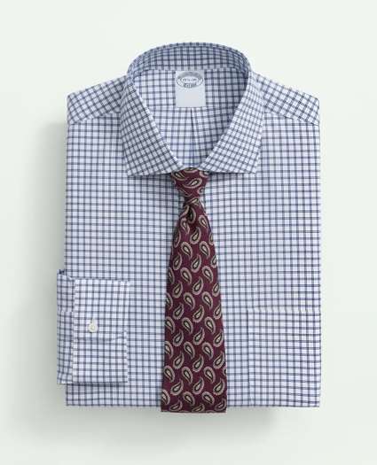 Stretch Big & Tall Supima® Cotton Non-Iron Poplin English Spread Collar, Double Windowpane Dress Shirt, image 3