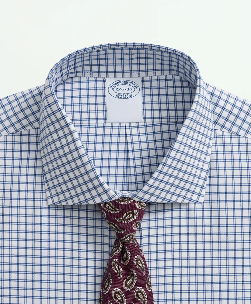 Stretch Big & Tall Supima® Cotton Non-Iron Poplin English Spread Collar, Double Windowpane Dress Shirt, image 4