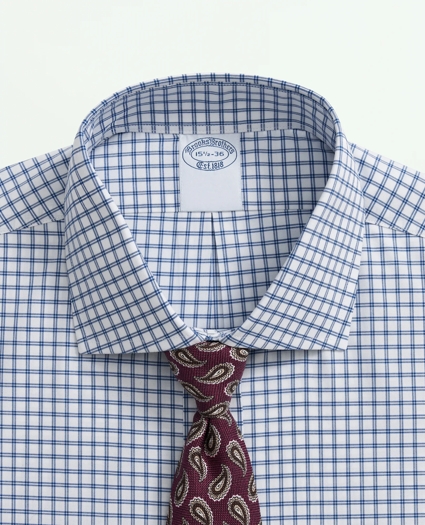 Stretch Big & Tall Supima® Cotton Non-Iron Poplin English Spread Collar, Double Windowpane Dress Shirt, image 4
