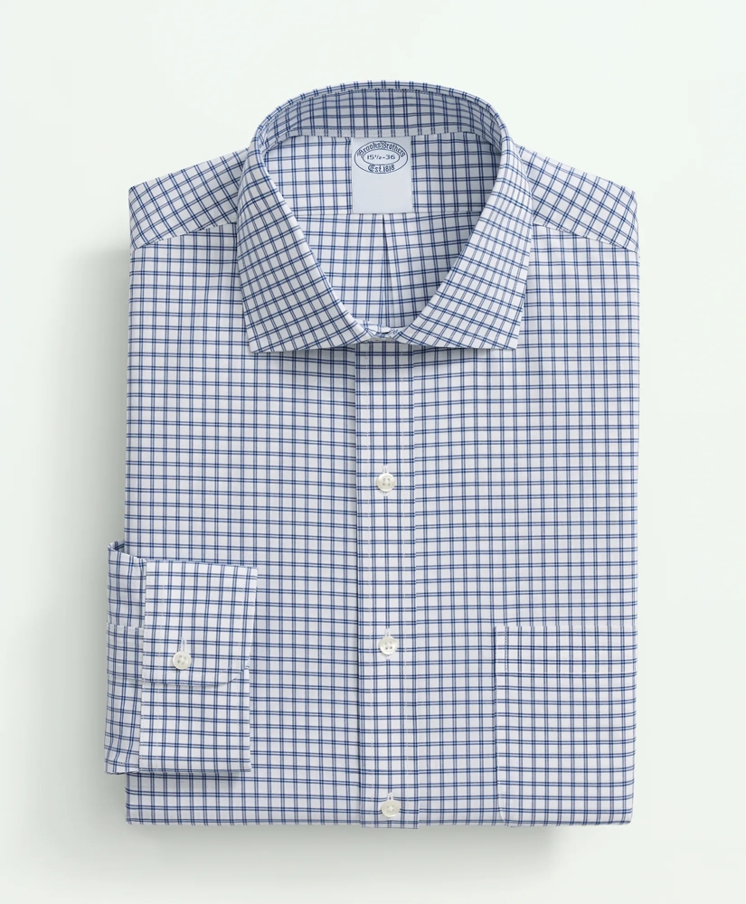 Stretch Big & Tall Supima® Cotton Non-Iron Poplin English Spread Collar, Double Windowpane Dress Shirt, image 5