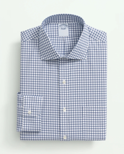 Stretch Big & Tall Supima® Cotton Non-Iron Poplin English Spread Collar, Double Windowpane Dress Shirt, image 5
