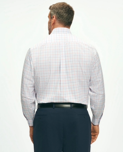 Stretch Big & Tall Supima® Cotton Non-Iron Poplin Polo Button Down Collar, Multi Windowpane Dress Shirt, image 2