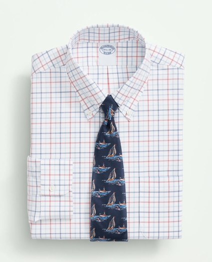 Stretch Big & Tall Supima® Cotton Non-Iron Poplin Polo Button Down Collar, Multi Windowpane Dress Shirt, image 3