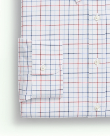 Stretch Big & Tall Supima® Cotton Non-Iron Poplin Polo Button Down Collar, Multi Windowpane Dress Shirt, image 6