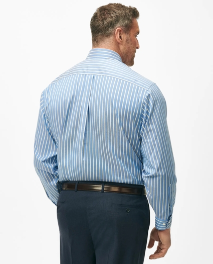 Big & Tall Stretch Supima® Cotton Non-Iron Twill Polo Button Down Collar, Ground Stripe Dress Shirt, image 2