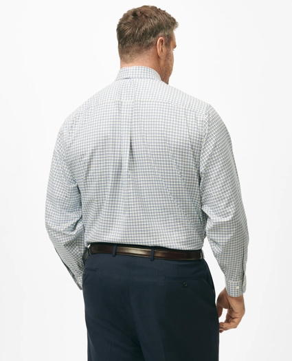 Big & Tall Stretch Supima® Cotton Non-Iron Twill Polo Button Down Collar, Multi-Check Dress Shirt, image 2