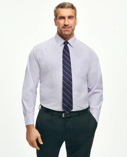 Big & Tall Stretch Supima® Cotton Non-Iron Pinpoint Oxford Ainsley Collar, Gingham Dress Shirt, image 1