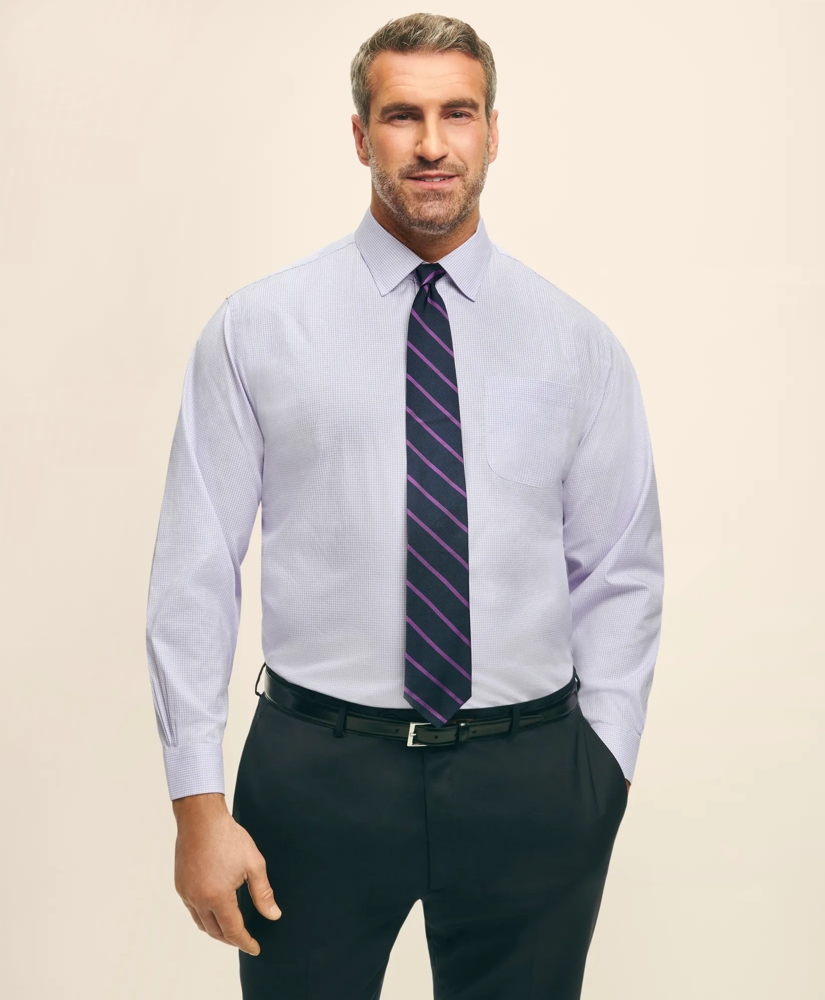 Big & Tall Stretch Supima&reg; Cotton Non-Iron Pinpoint Oxford Ainsley Collar, Gingham Dress Shirt, image 1