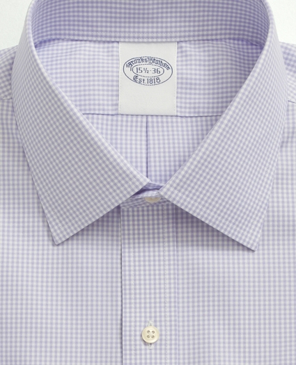 Big & Tall Stretch Supima® Cotton Non-Iron Pinpoint Oxford Ainsley Collar, Gingham Dress Shirt, image 2
