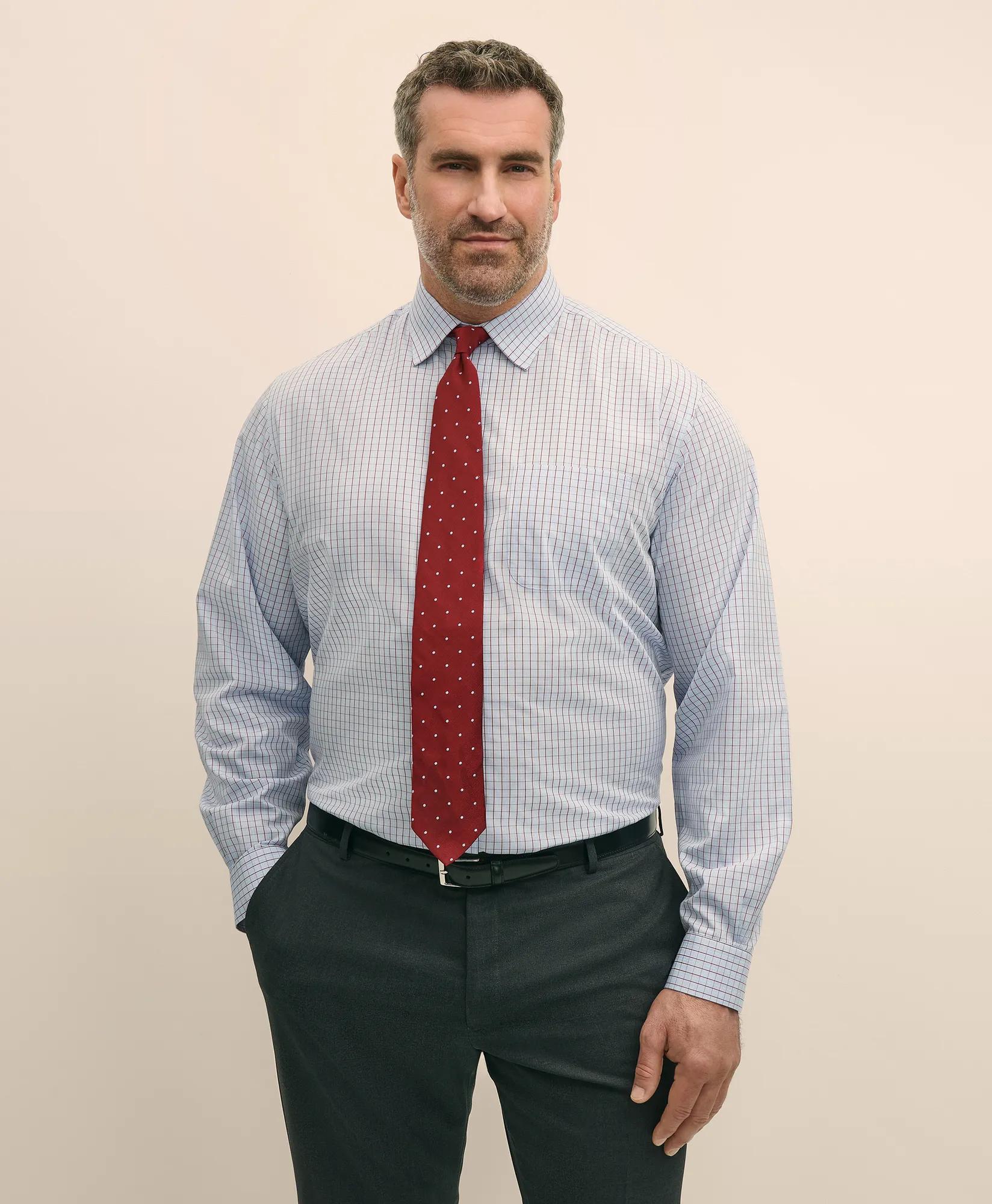 Big & Tall Stretch Cotton Broadcloth Non-Iron Ainsley Collar Glen Plaid, Dress Shirt, image 1