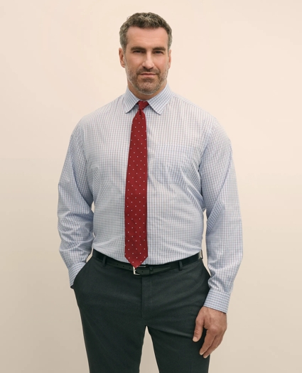 Big & Tall Stretch Cotton Broadcloth Non-Iron Ainsley Collar Glen Plaid, Dress Shirt, image 1