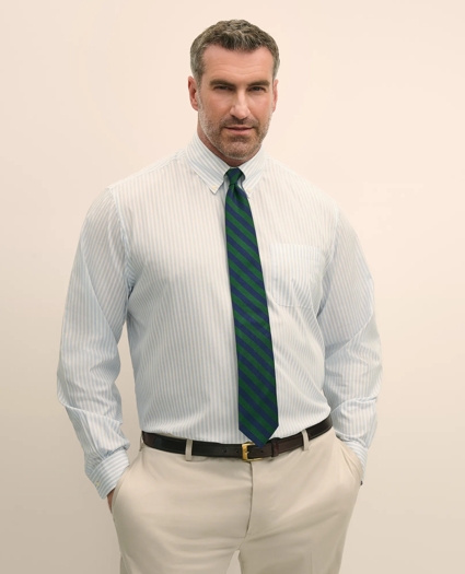 Big & Tall Stretch Cotton Broadcloth Non-Iron Polo Button Down Collar, Dress Shirt, image 1