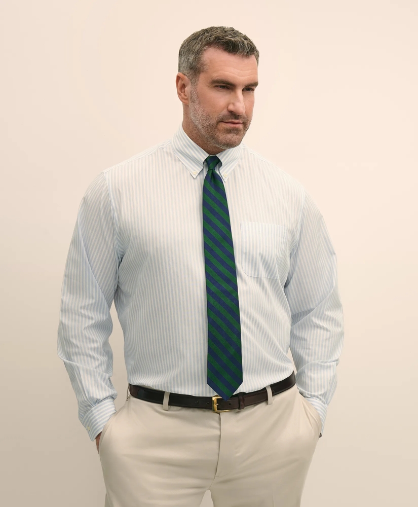 Big & Tall Stretch Cotton Broadcloth Non-Iron Polo Button Down Collar, Dress Shirt, image 4