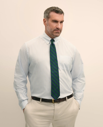 Big & Tall Stretch Cotton Broadcloth Non-Iron Polo Button Down Collar, Dress Shirt, image 4