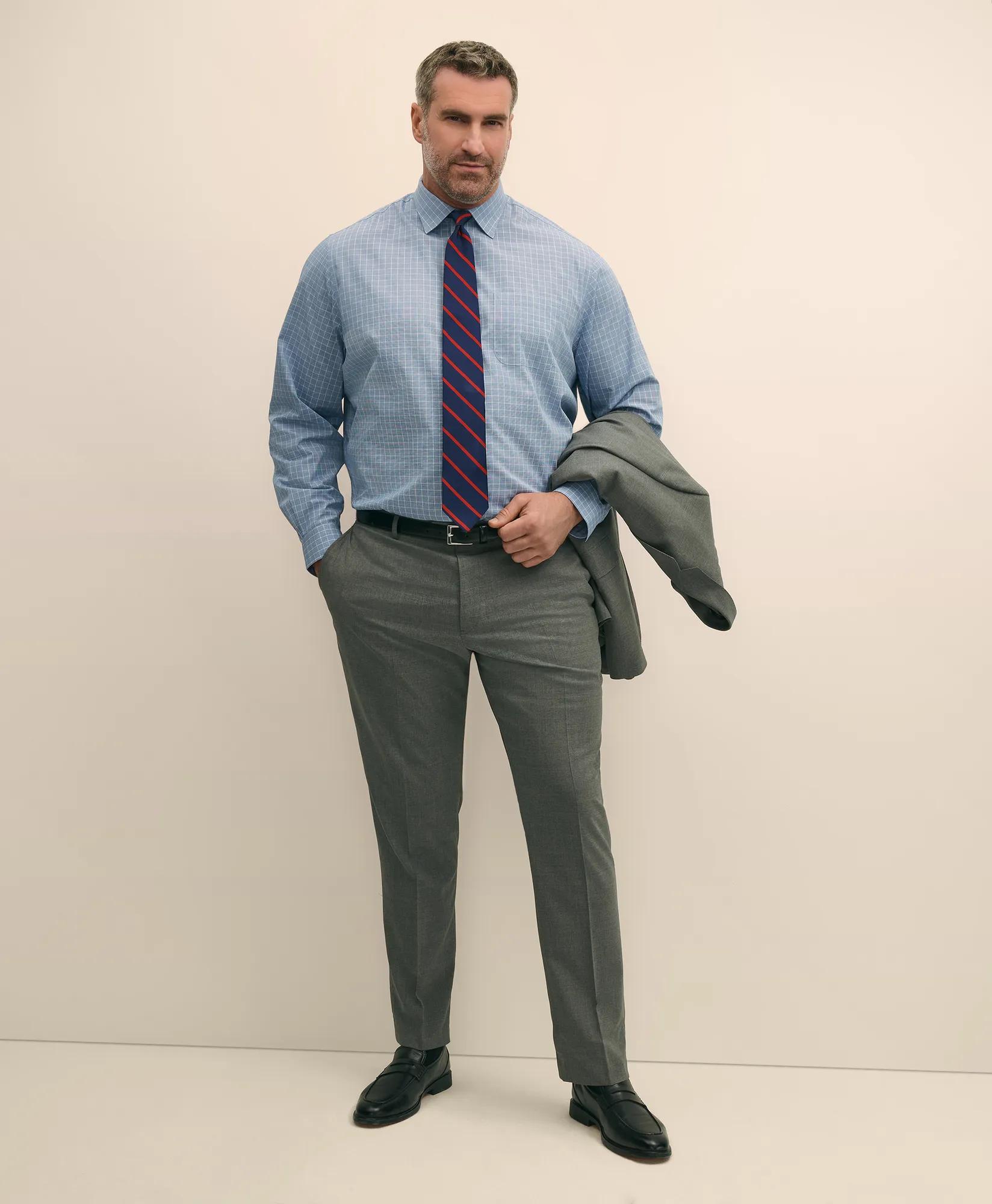 Big & Tall Stretch Cotton Broadcloth Non-Iron Ainsley Collar Windowpane, Dress Shirt, image 2