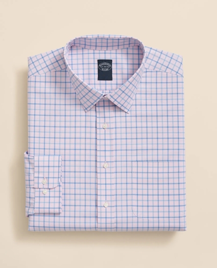 Big & Tall Stretch Supima® Cotton Non-Iron Broadcloth Ainsley Collar, Checked Dress Shirt, image 1