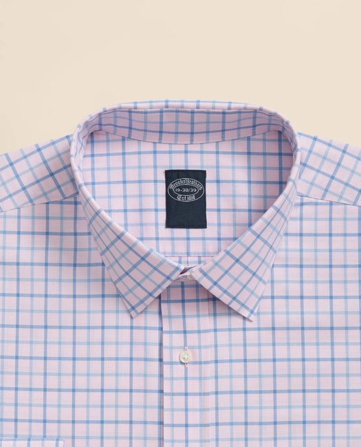 Big & Tall Stretch Supima® Cotton Non-Iron Broadcloth Ainsley Collar, Checked Dress Shirt