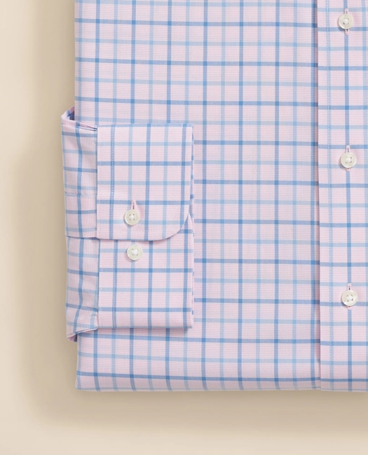 Big & Tall Stretch Supima® Cotton Non-Iron Broadcloth Ainsley Collar, Checked Dress Shirt