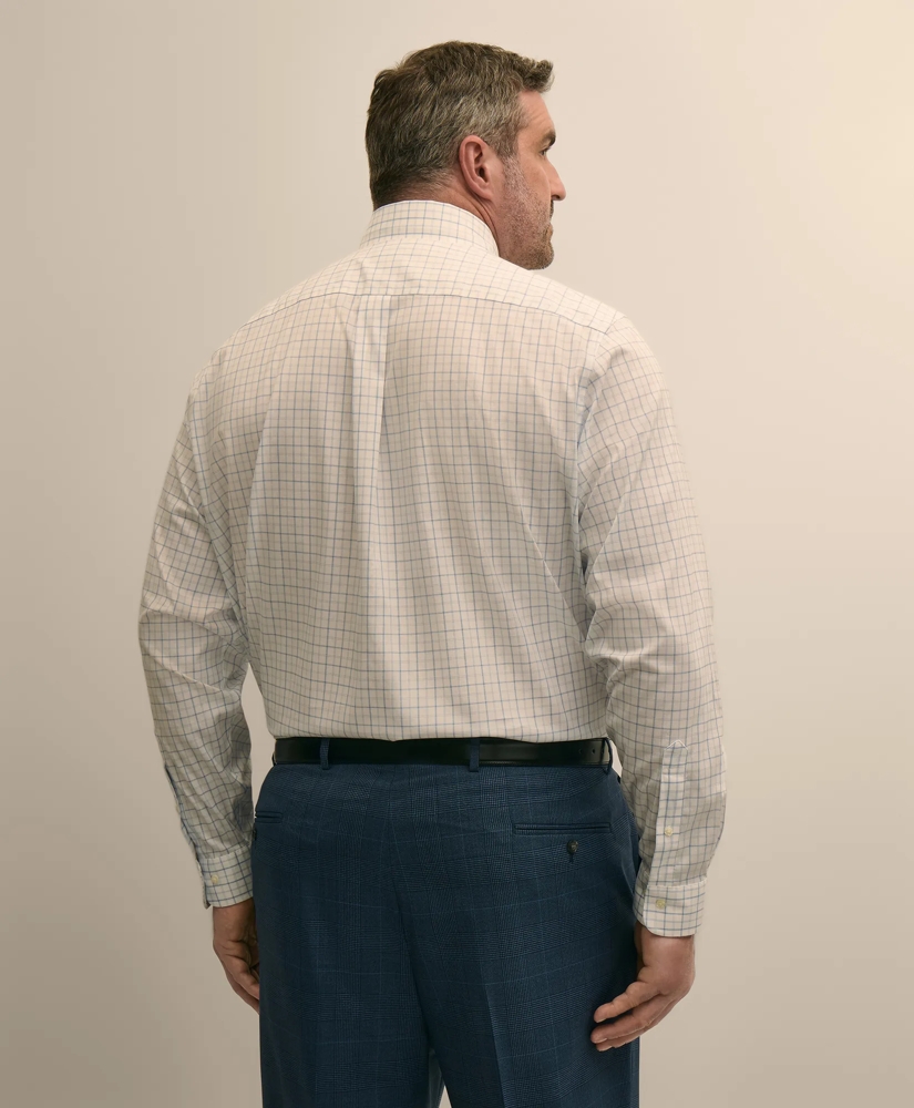 Big & Tall Stretch Cotton Non-Iron Pinpoint Oxford Polo Button Down, Windowpane Dress Shirt, image 3