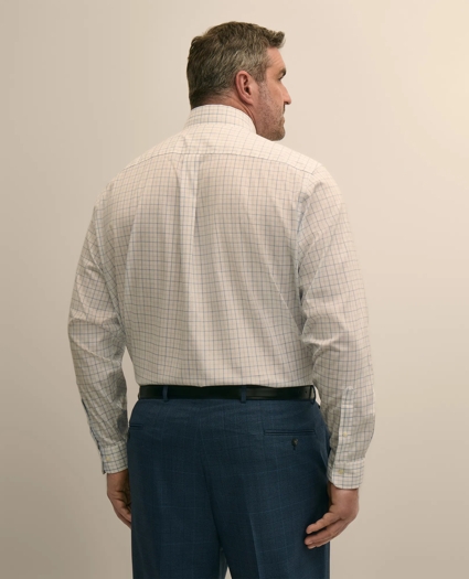Big & Tall Stretch Cotton Non-Iron Pinpoint Oxford Polo Button Down, Windowpane Dress Shirt, image 3