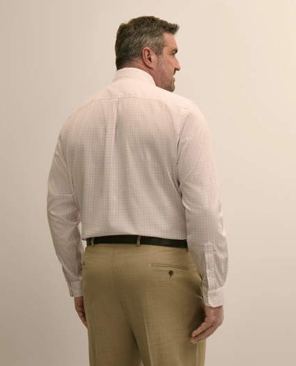 Big & Tall Stretch Cotton Non-Iron Pinpoint Oxford Polo Button Down, Windowpane Dress Shirt, image 3