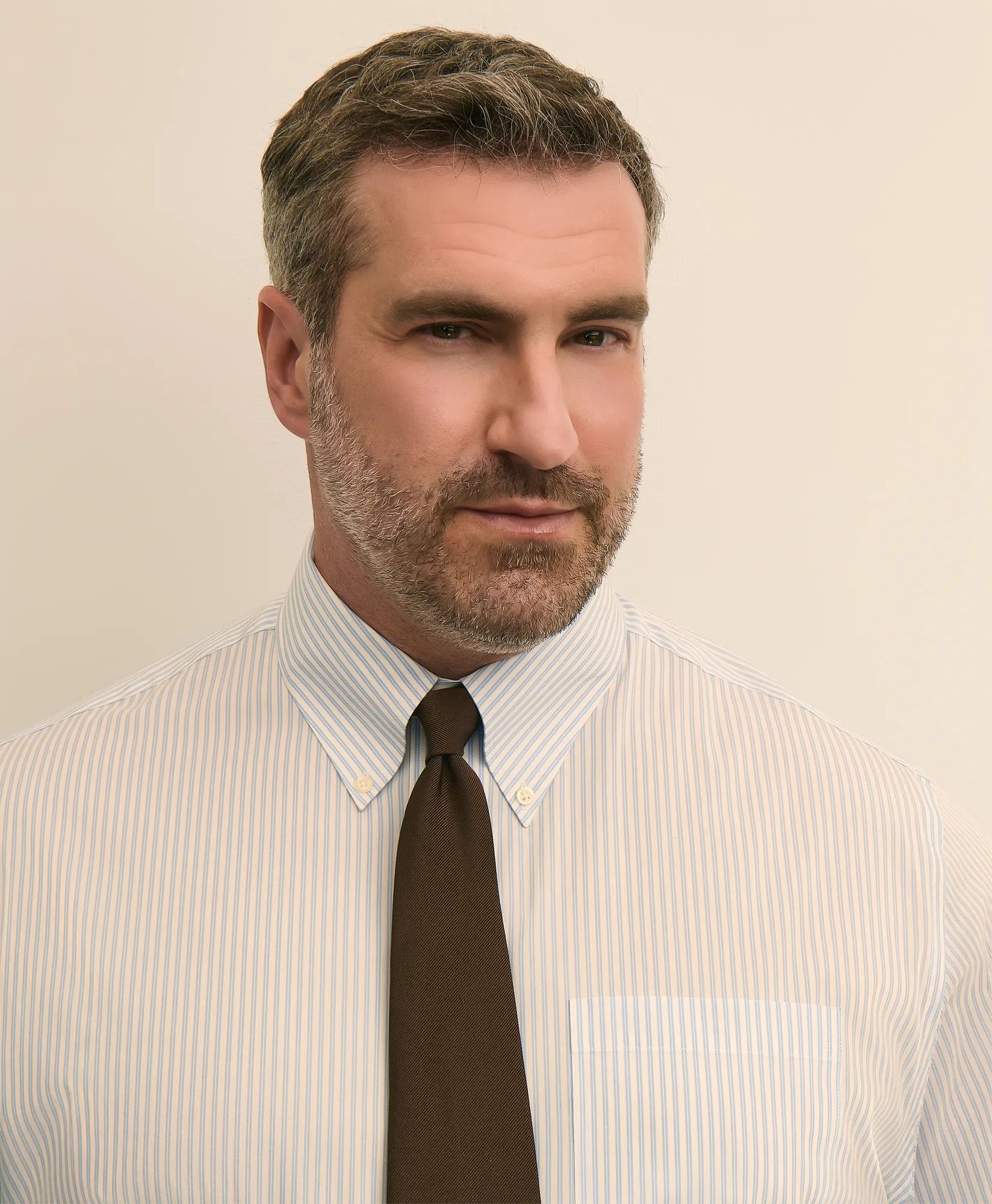 Brooks Brothers Explorer Collection Big & Tall Non-Iron Broadcloth Polo Button-Down Collar, Striped Dress Shirt, image 2