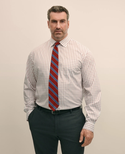 Big & Tall Stretch Cotton Non-Iron Ainsley Collar, Windowpane Dress Shirt, image 1