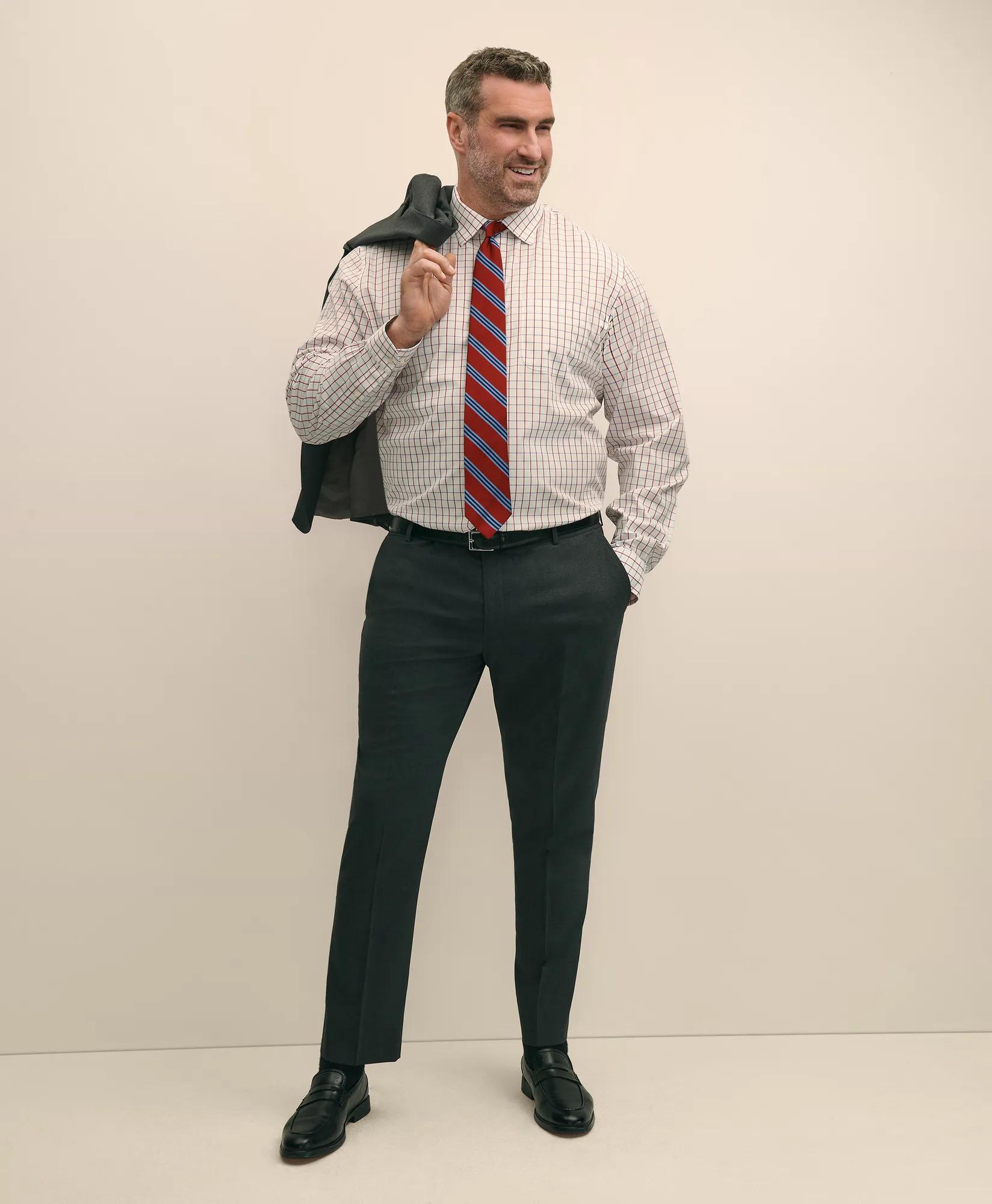 Big & Tall Stretch Cotton Non-Iron Ainsley Collar, Windowpane Dress Shirt, image 2